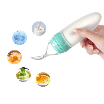 90ml Squeeze Baby Spoon Feeder Biberon en silicone de qualité alimentaire avec cuillère